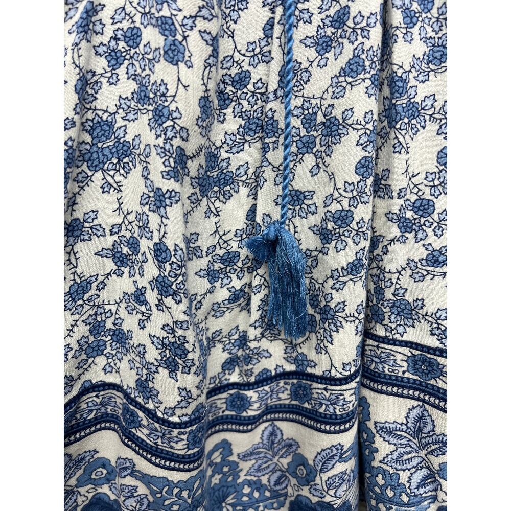 Lucky Brand Top Womens 2X Dark Floral Fairy Boho Tasseled Cotton Lightweight - Picture 5 of 12